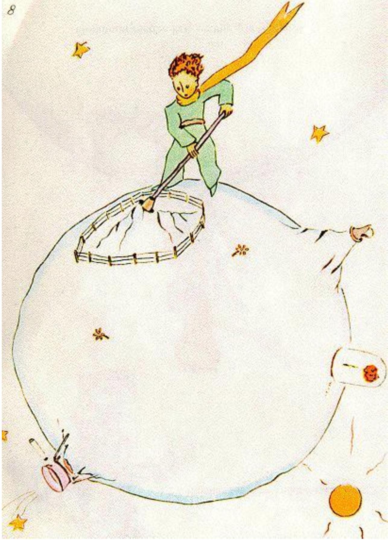 法语 page_21 与花告别；副图 Morgan 小王子悬浮离开小行星
